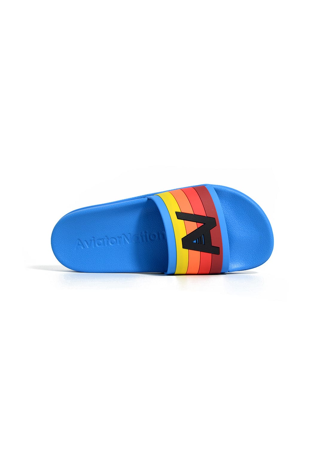 AVIATOR NATION LOGO RAINBOW 4 STRIPE SLIDES - OCEAN BLUE - Image 2