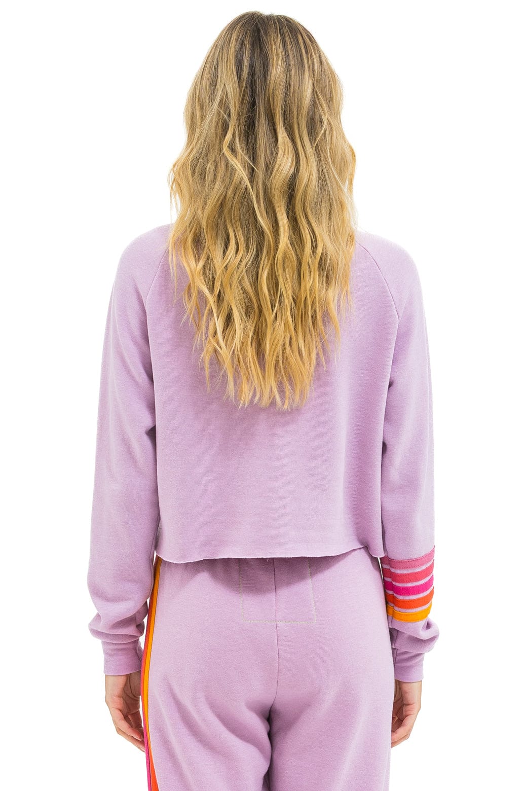 BOLT RUGBY STITCH CROPPED CREW SWEATSHIRT - MAUVE // MAGENTA ORANGE - Image 6