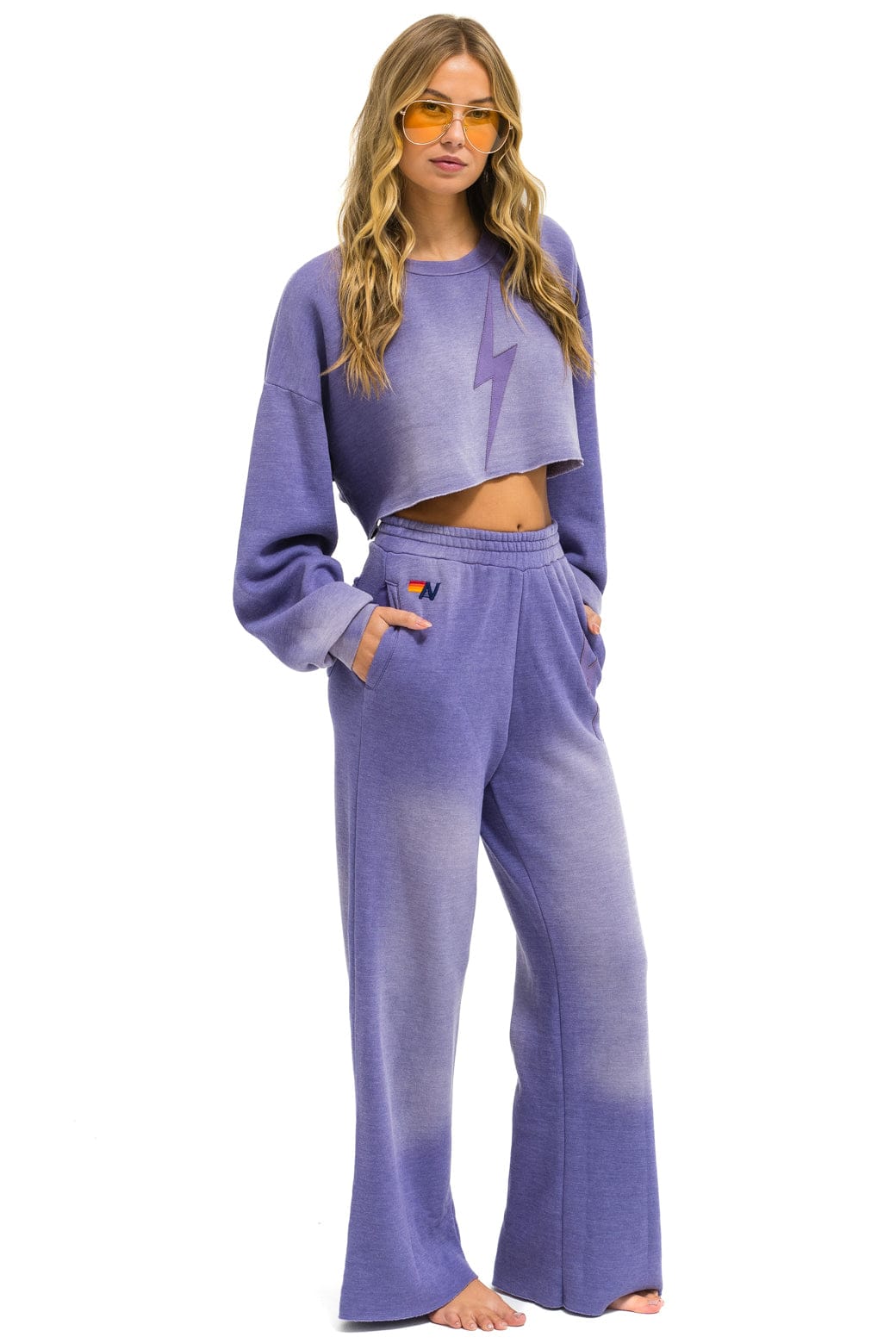 BOLT STITCH WIDE LEG POCKET SWEATPANTS - FADED GRAPE - Image 7