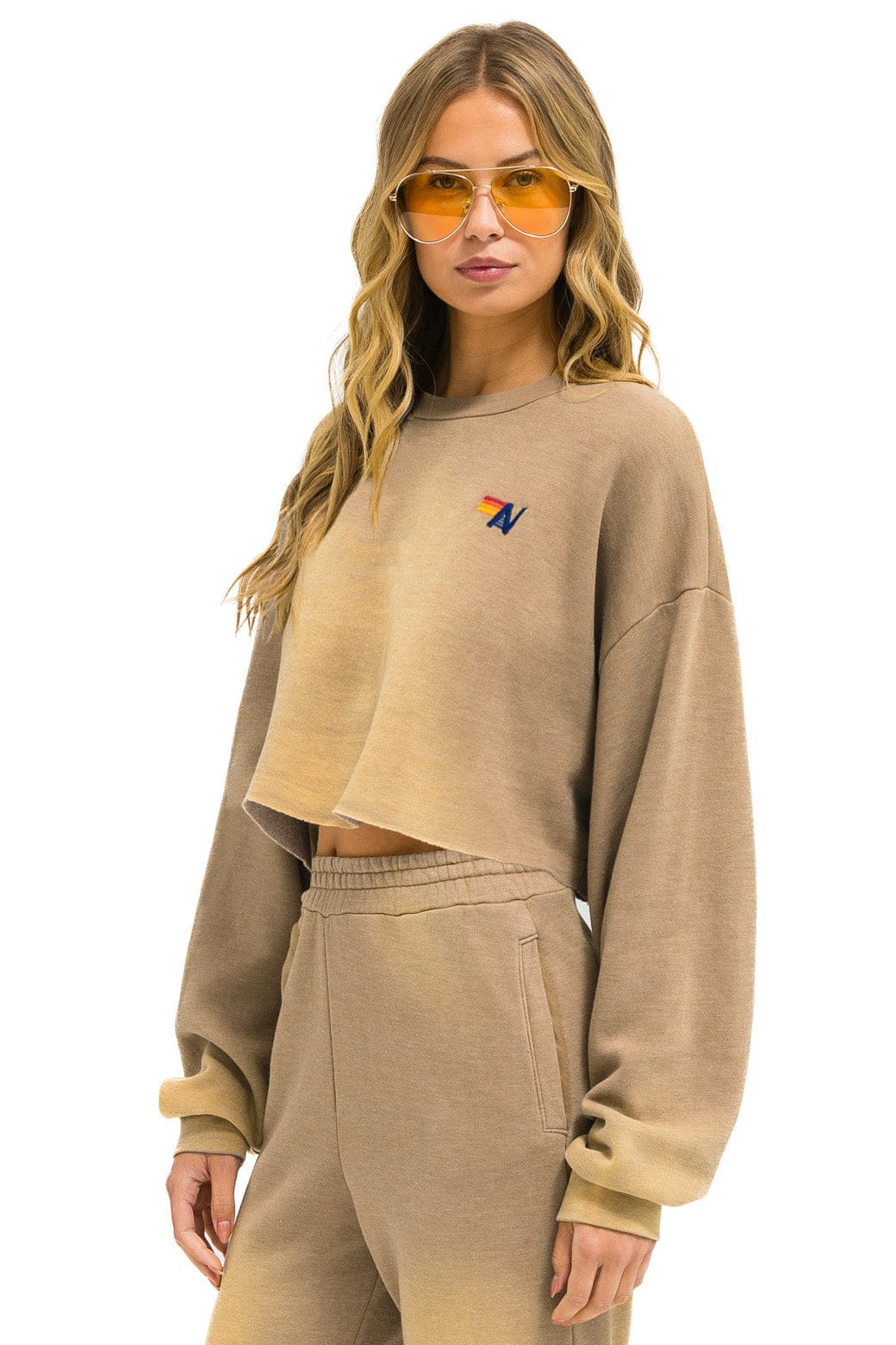 ESSENTIAL CROPPED CREW SWEATSHIRT RELAXED - FADED TAN - Image 2