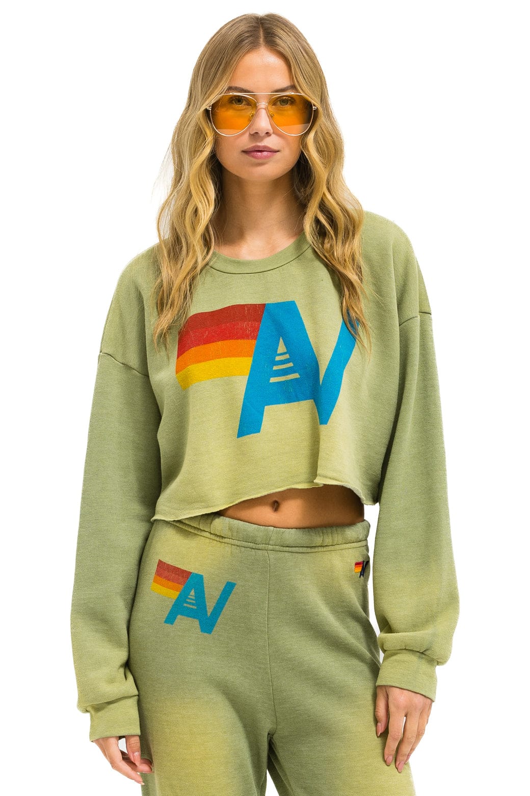 VINTAGE LOGO CROPPED CREW SWEATSHIRT RELAXED - FADED ARMY - Image 2