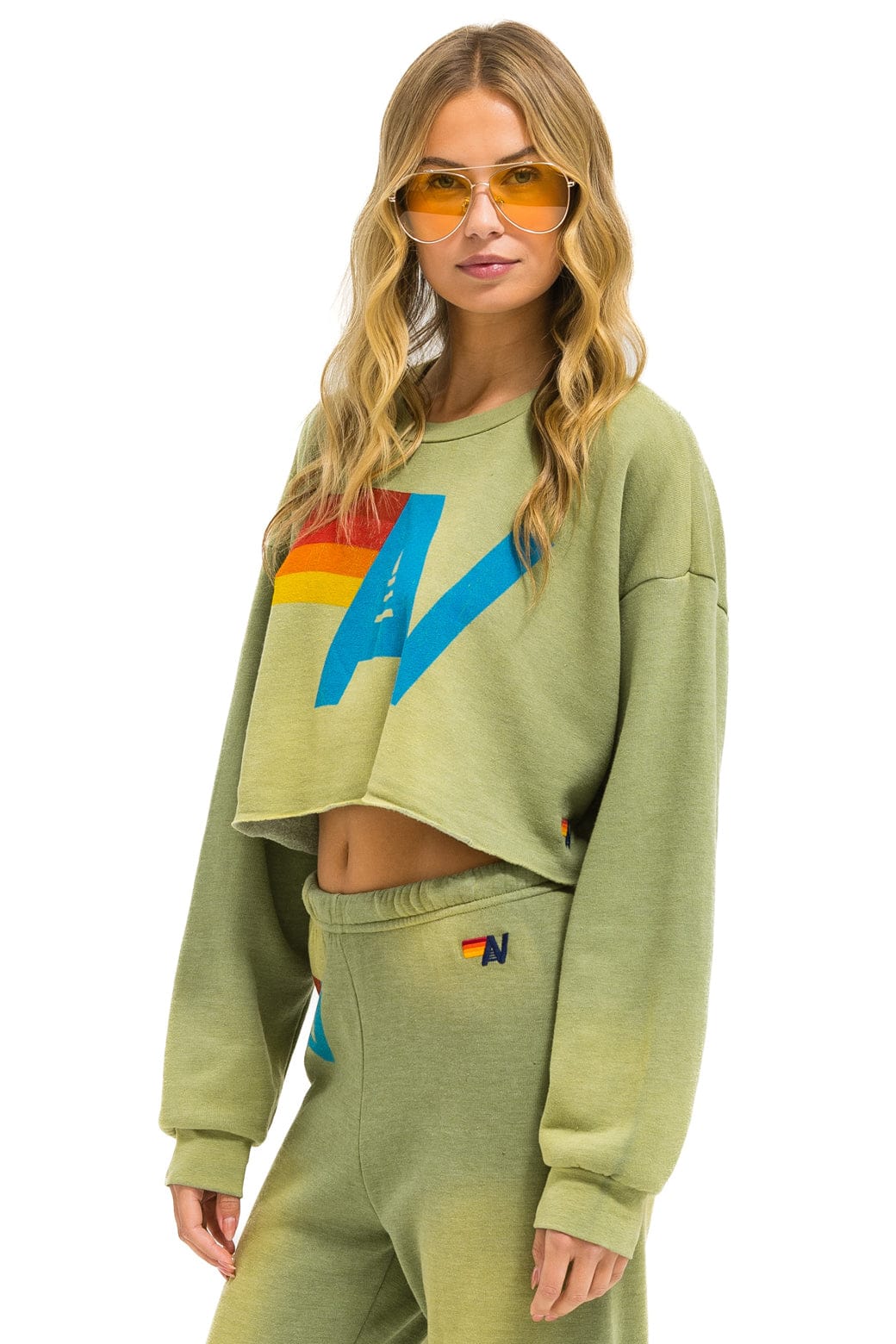 VINTAGE LOGO CROPPED CREW SWEATSHIRT RELAXED - FADED ARMY - Image 4