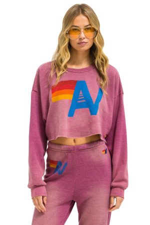 VINTAGE LOGO CROPPED CREW SWEATSHIRT RELAXED - FADED BERRY
