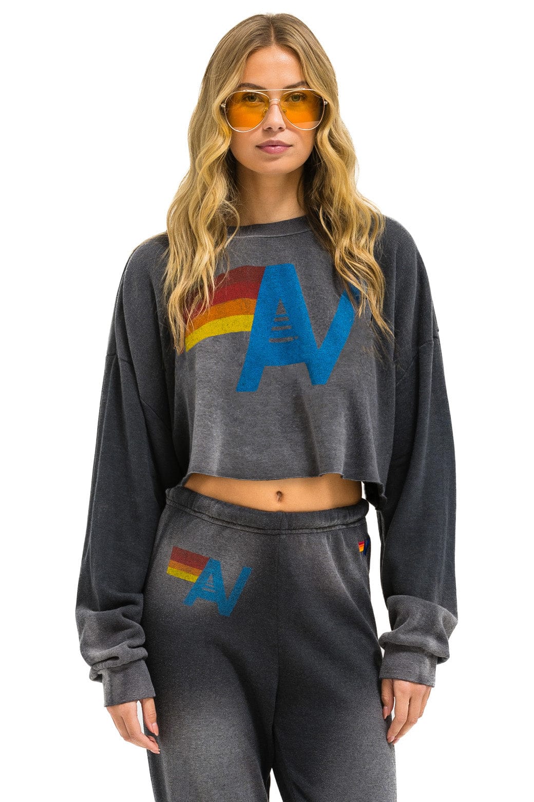 VINTAGE LOGO CROPPED CREW SWEATSHIRT RELAXED - FADED SMOKE