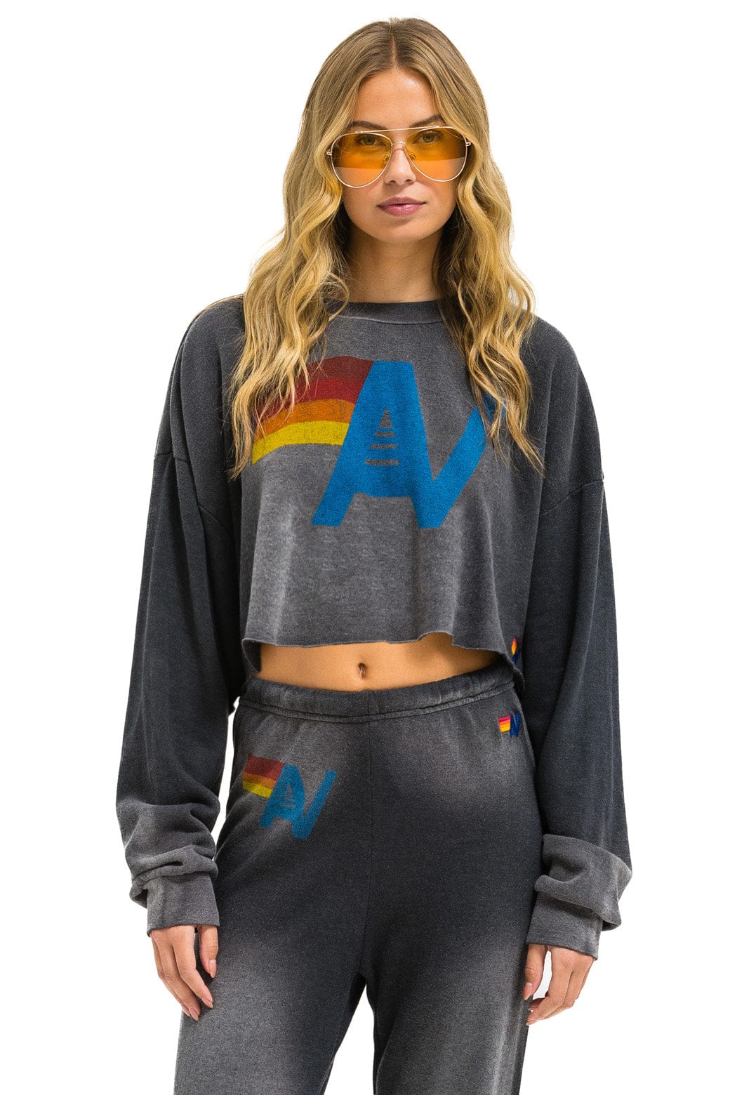 VINTAGE LOGO CROPPED CREW SWEATSHIRT RELAXED - FADED SMOKE - Image 2