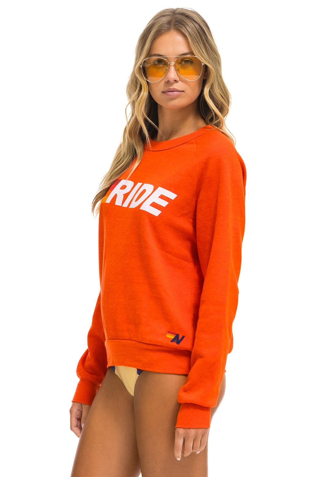 RIDE LOGO WHITE CREW SWEATSHIRT - ORANGE - Image 5
