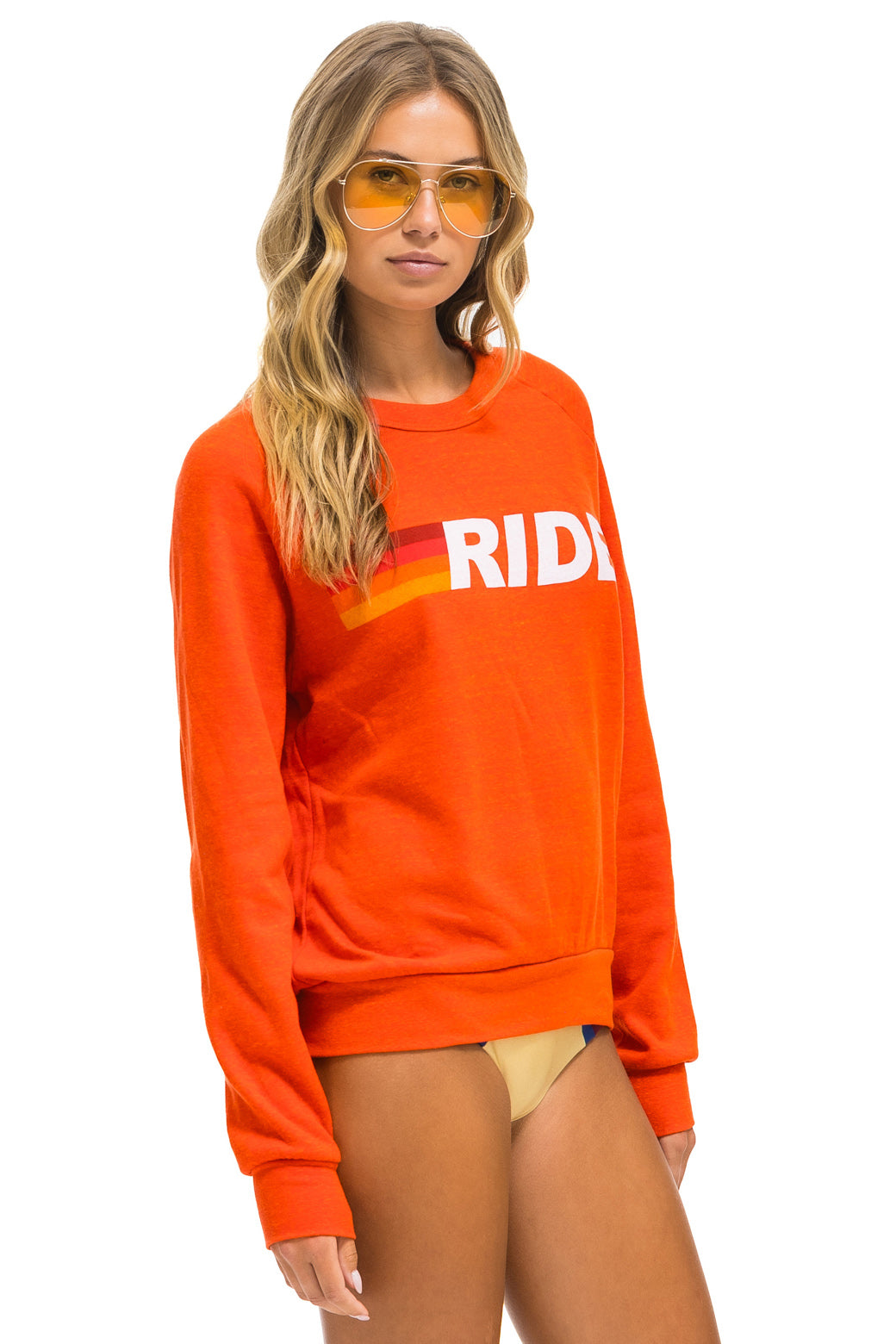 RIDE LOGO WHITE CREW SWEATSHIRT - ORANGE - Image 3
