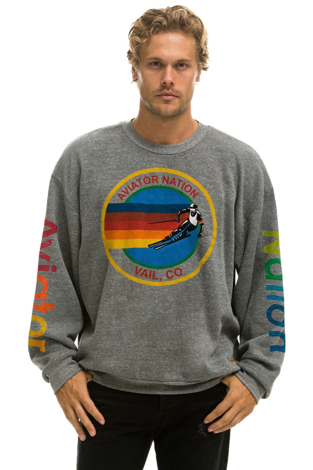 AVIATOR NATION VAIL RELAXED CREW SWEATSHIRT - HEATHER GREY - Image 2