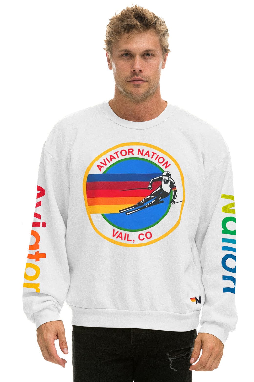 AVIATOR NATION VAIL RELAXED CREW SWEATSHIRT - WHITE - Image 2