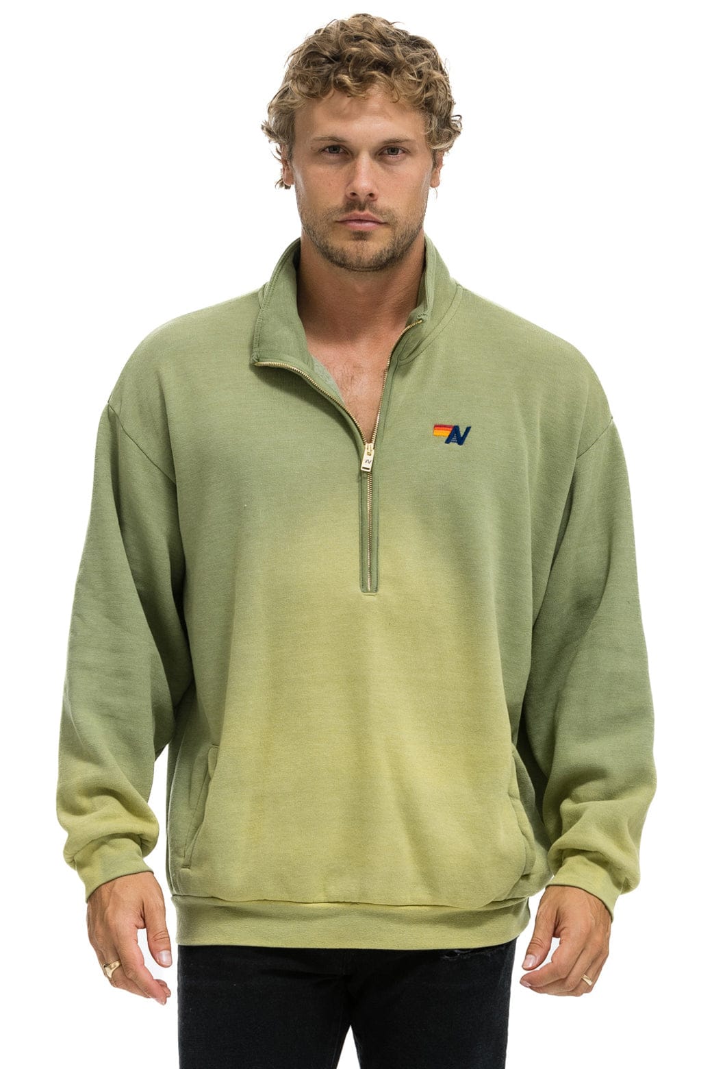 ESSENTIAL HALF ZIP RELAXED SWEATSHIRT - FADED ARMY - Image 2
