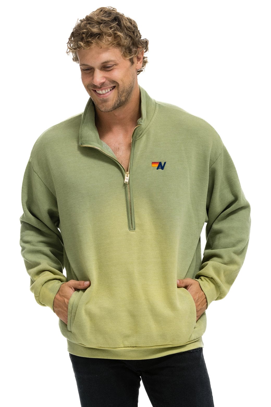 ESSENTIAL HALF ZIP RELAXED SWEATSHIRT - FADED ARMY - Image 4