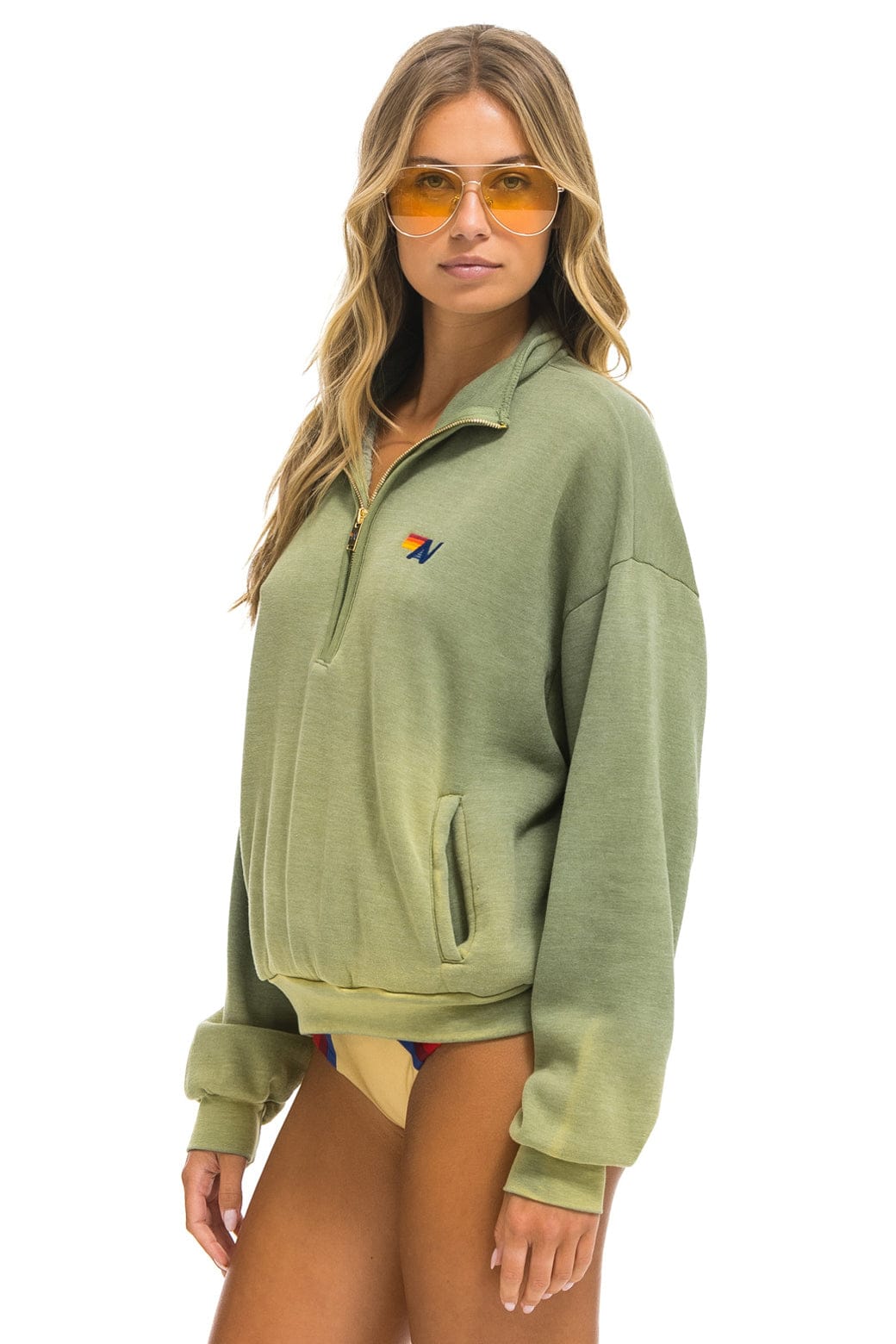 ESSENTIAL HALF ZIP RELAXED SWEATSHIRT - FADED ARMY - Image 3