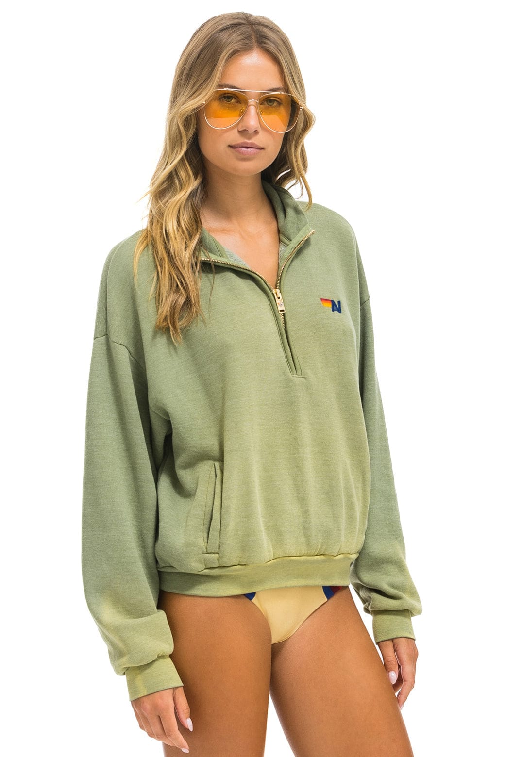 ESSENTIAL HALF ZIP RELAXED SWEATSHIRT - FADED ARMY - Image 5
