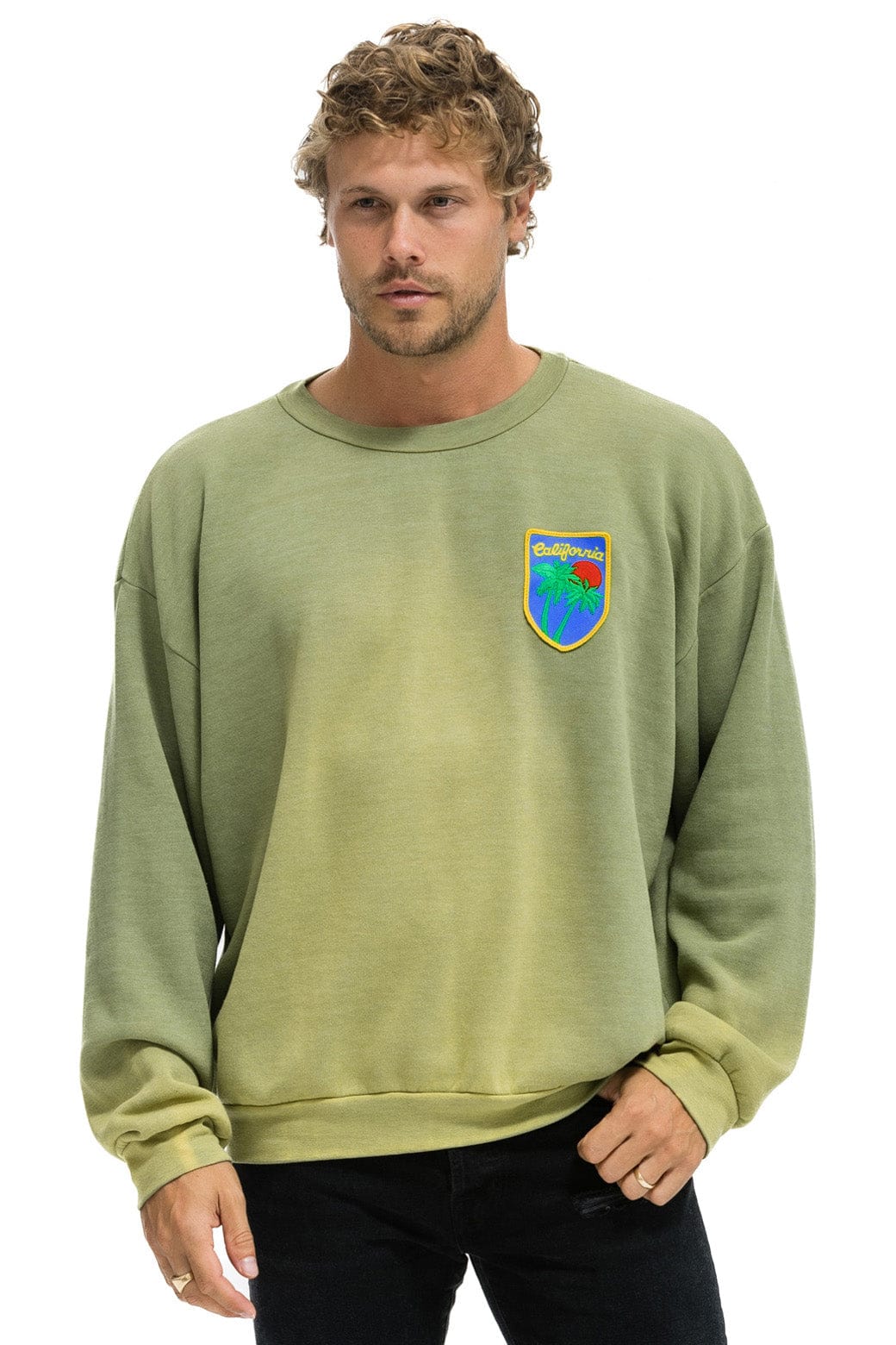 CALIFORNIA PALM PATCH RELAXED CREW SWEATSHIRT - FADED ARMY - Image 2