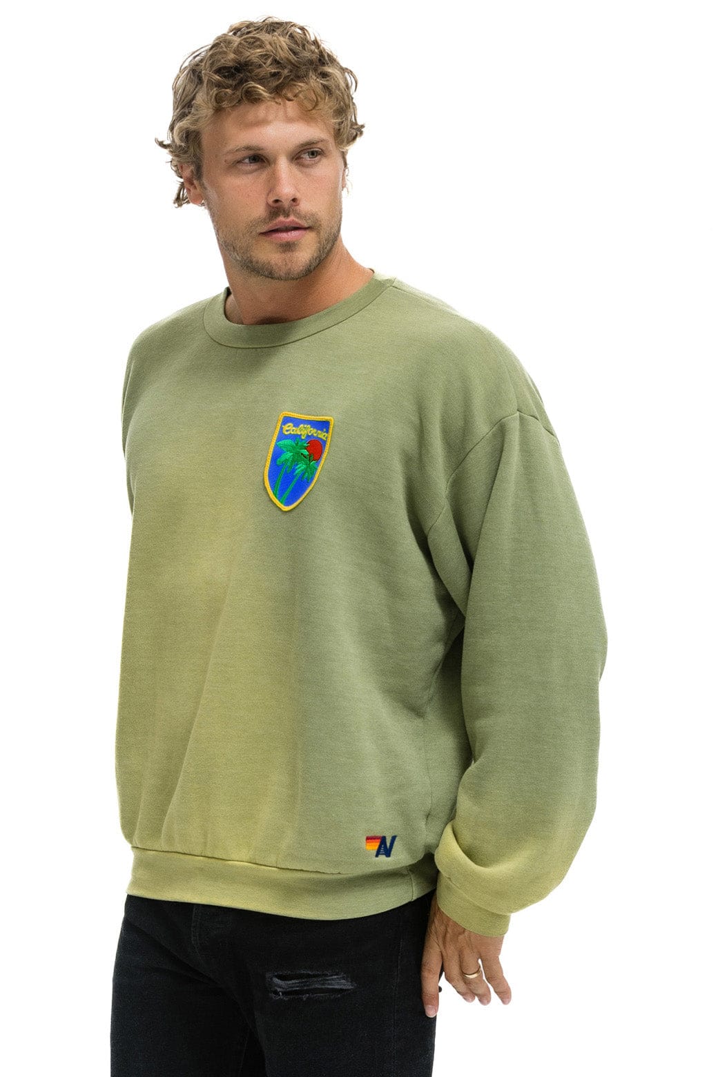CALIFORNIA PALM PATCH RELAXED CREW SWEATSHIRT - FADED ARMY - Image 6