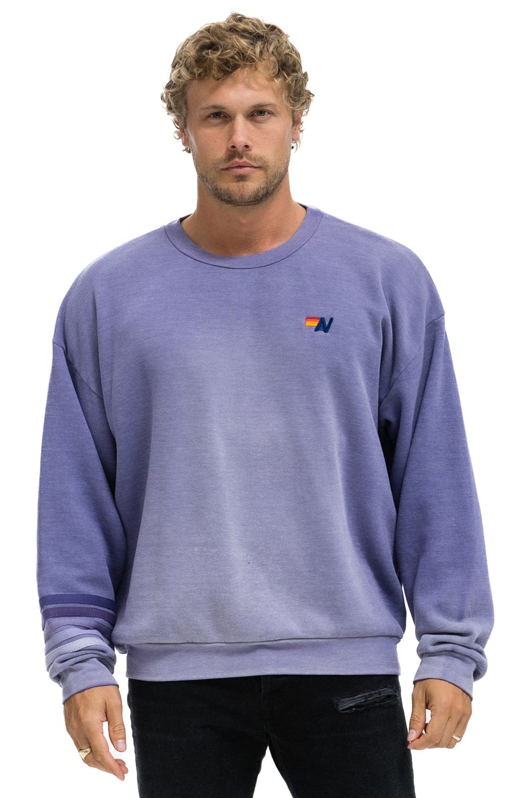 RUGBY STITCH RELAXED CREW SWEATSHIRT - FADED GRAPE - Image 2