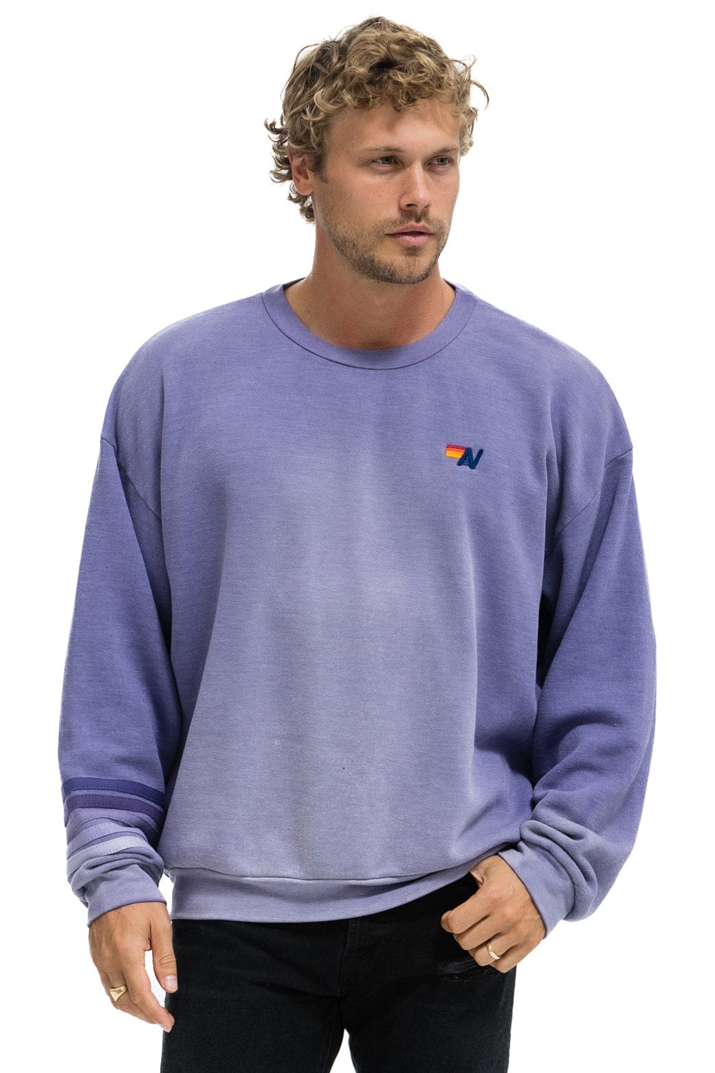 RUGBY STITCH RELAXED CREW SWEATSHIRT - FADED GRAPE - Image 4