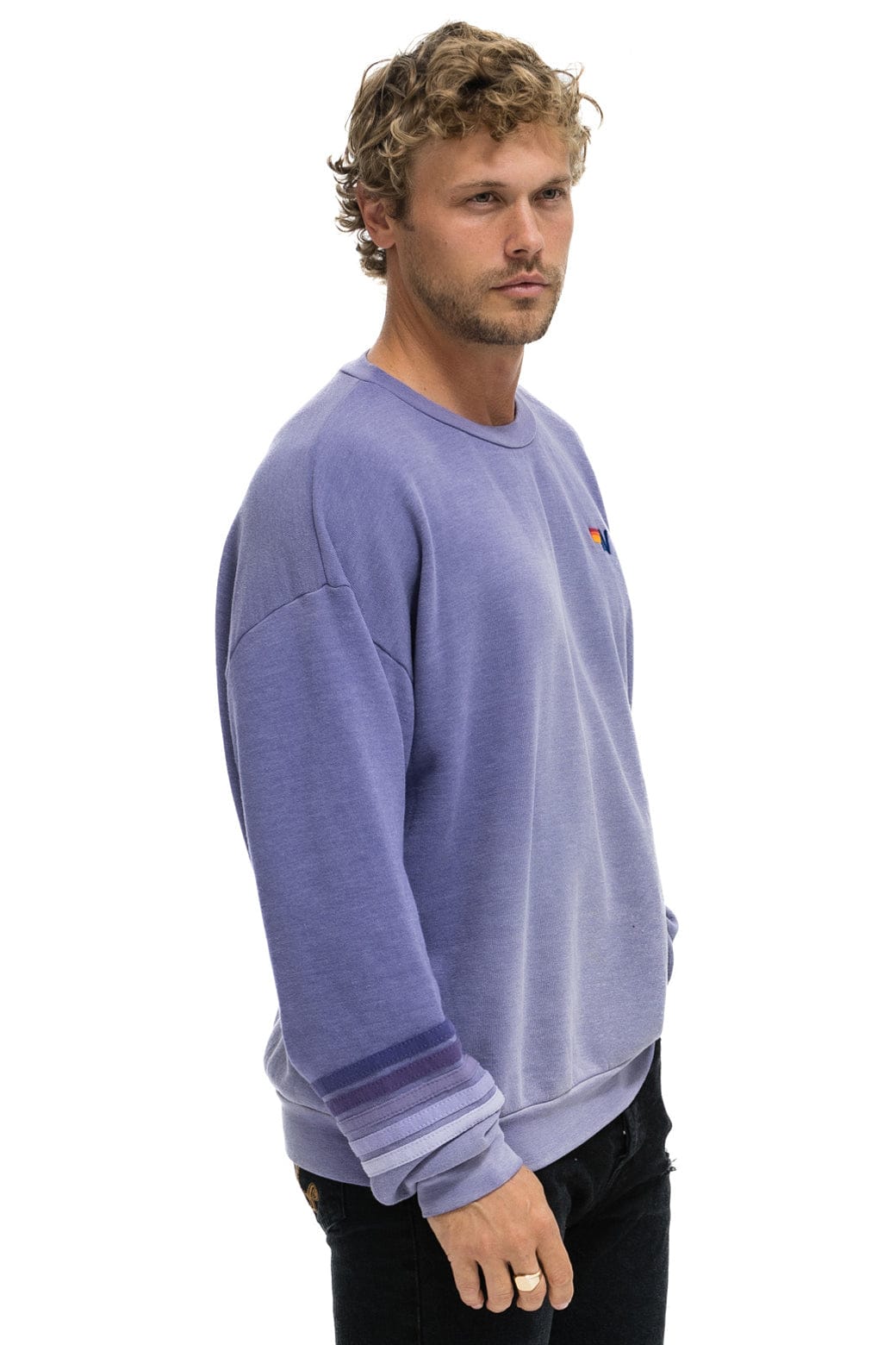 RUGBY STITCH RELAXED CREW SWEATSHIRT - FADED GRAPE - Image 6