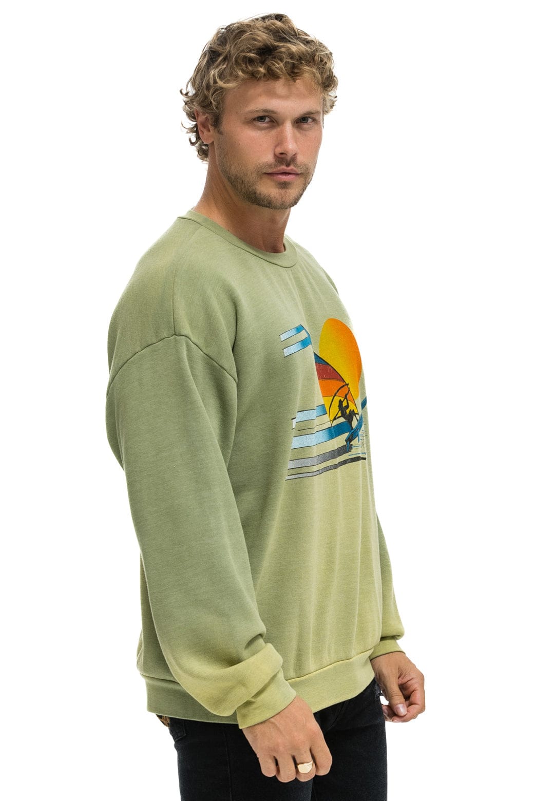 WINDSURF JUMP RELAXED CREW SWEATSHIRT - FADED ARMY - Image 6