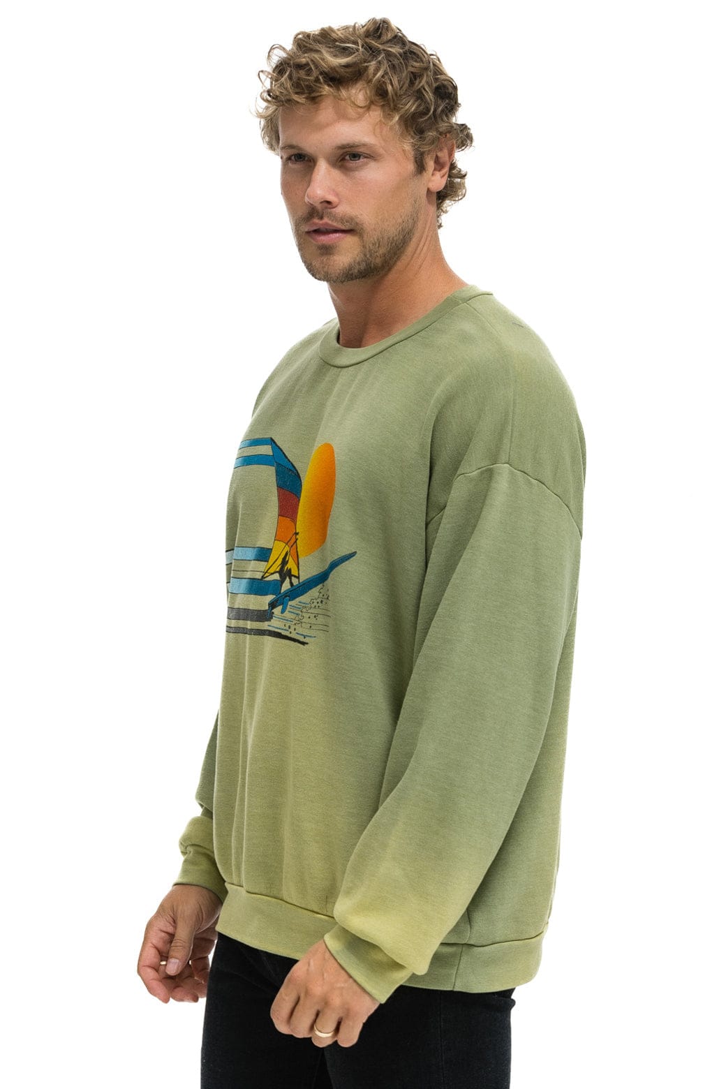 WINDSURF JUMP RELAXED CREW SWEATSHIRT - FADED ARMY - Image 4