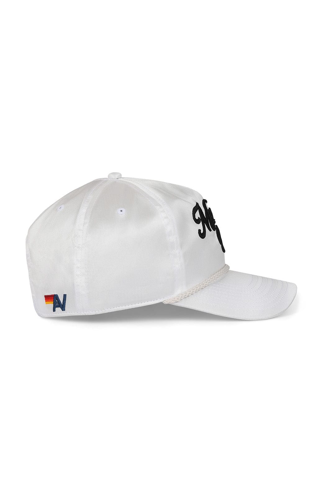MEMBERS EXCLUSIVE VINTAGE SATIN SCRIPT TRUCKER HAT - WHITE // BLACK - Image 2