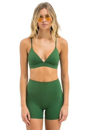 WIDE RIB TRIANGLE ADJUSTABLE SPORTS BRA - PALM