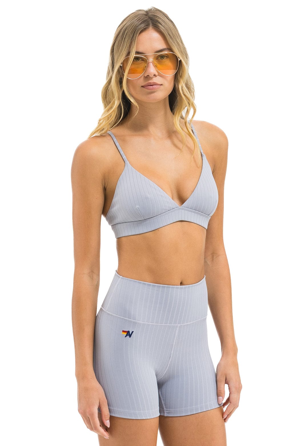 WIDE RIB 4IN HI-RISE BIKER SHORT - LIGHT GREY - Image 2