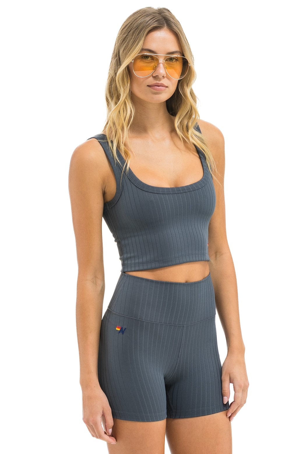 WIDE RIB WOMEN'S SCOOP BACK SPORTS TANK - TITANIUM - Image 4