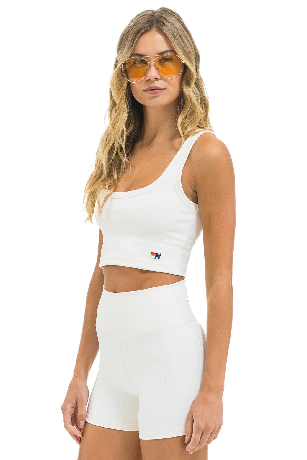 WIDE RIB WOMEN'S SCOOP BACK SPORTS TANK - VINTAGE WHITE - Image 2