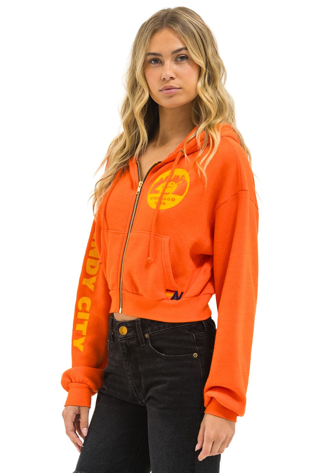 WINDY CITY SMOKEOUT 2025 CROPPED ZIP HOODIE RELAXED - ORANGE - Image 4