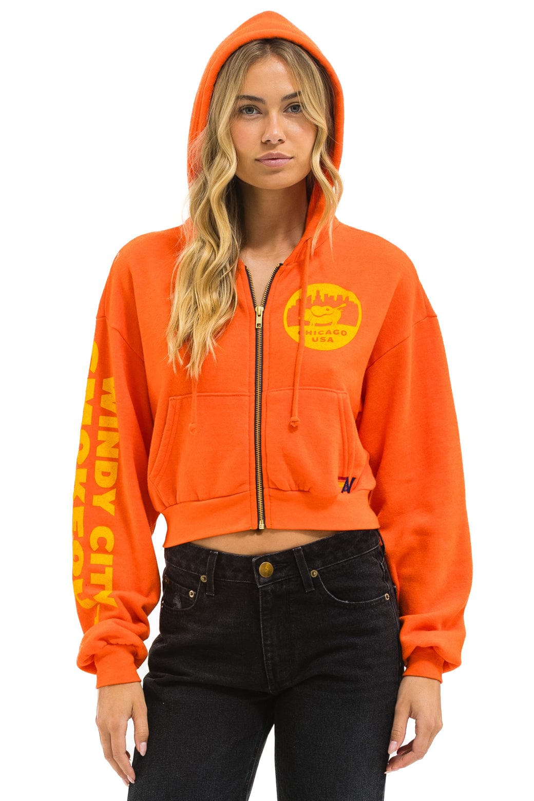 WINDY CITY SMOKEOUT 2025 CROPPED ZIP HOODIE RELAXED - ORANGE