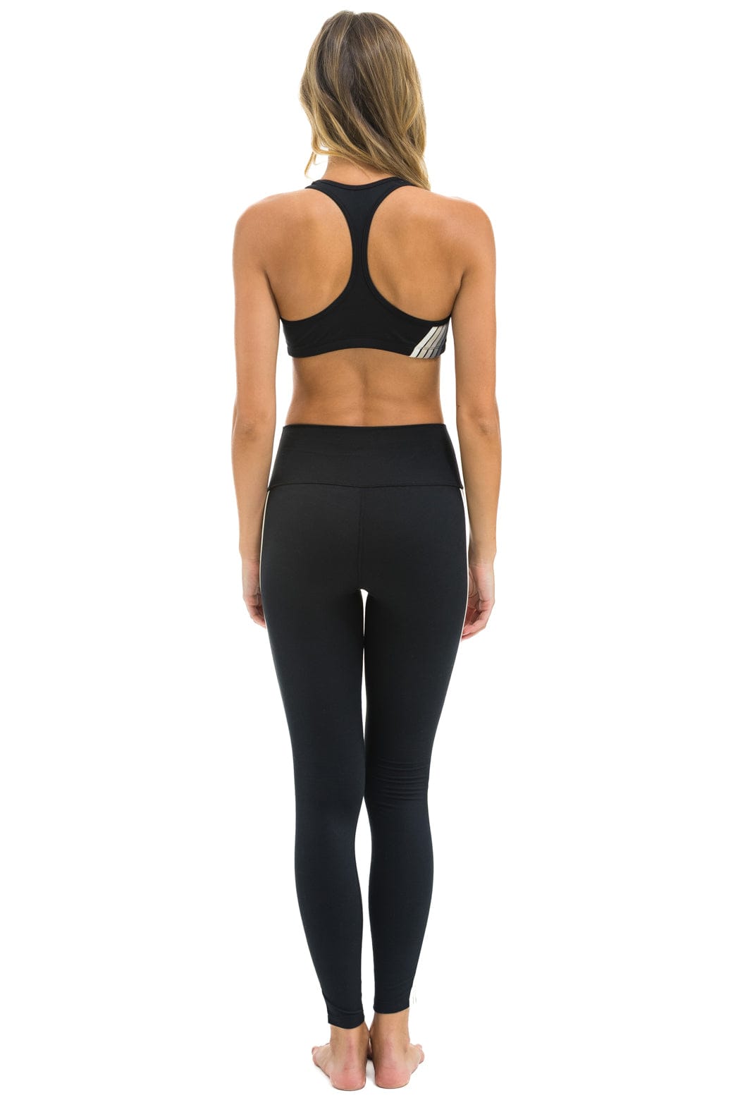 FULL LENGTH HI-RISE 5 STRIPE LEGGINGS - BLACK // SMOKE - Image 4