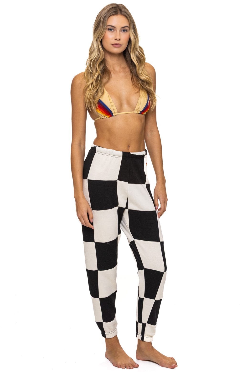 CHECK QUILTED SWEATPANTS - VINTAGE WHITE // BLACK - Image 5