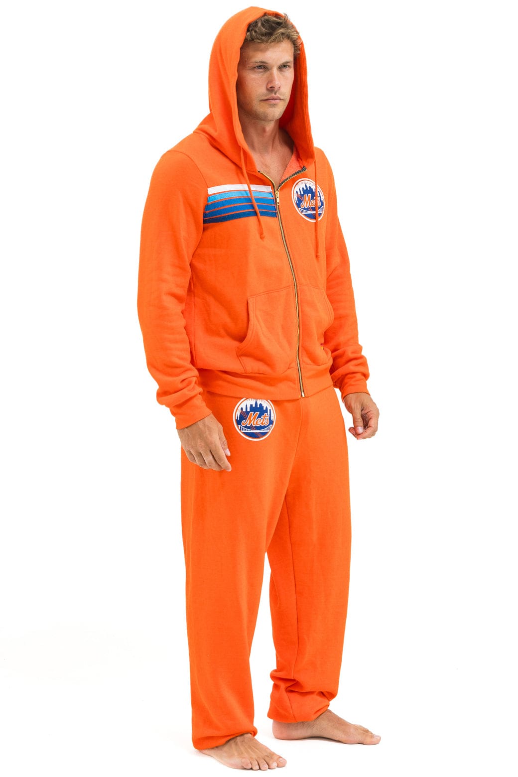NY METS 5 STRIPE UNISEX SWEATPANTS - ORANGE // BLUE - Image 6