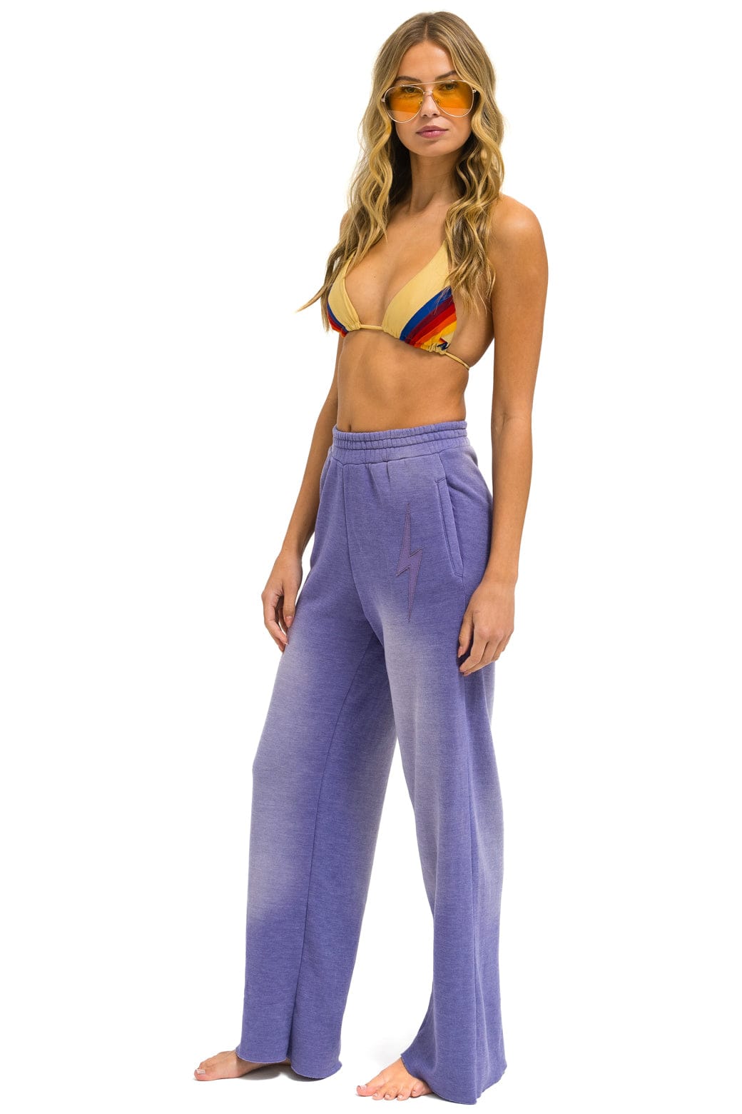 BOLT STITCH WIDE LEG POCKET SWEATPANTS - FADED GRAPE - Image 2