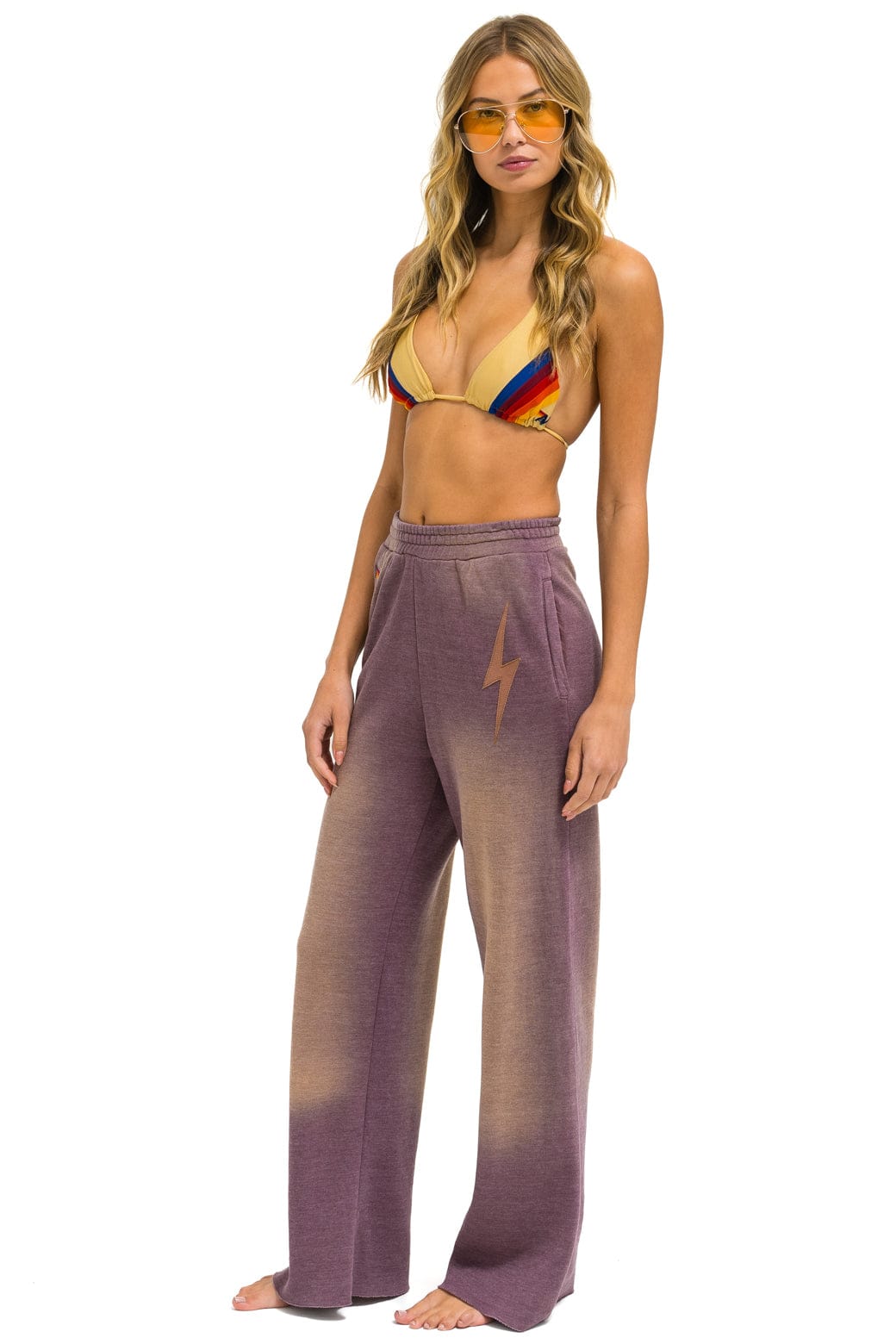 BOLT STITCH WIDE LEG POCKET SWEATPANTS - FADED MOCHA - Image 2