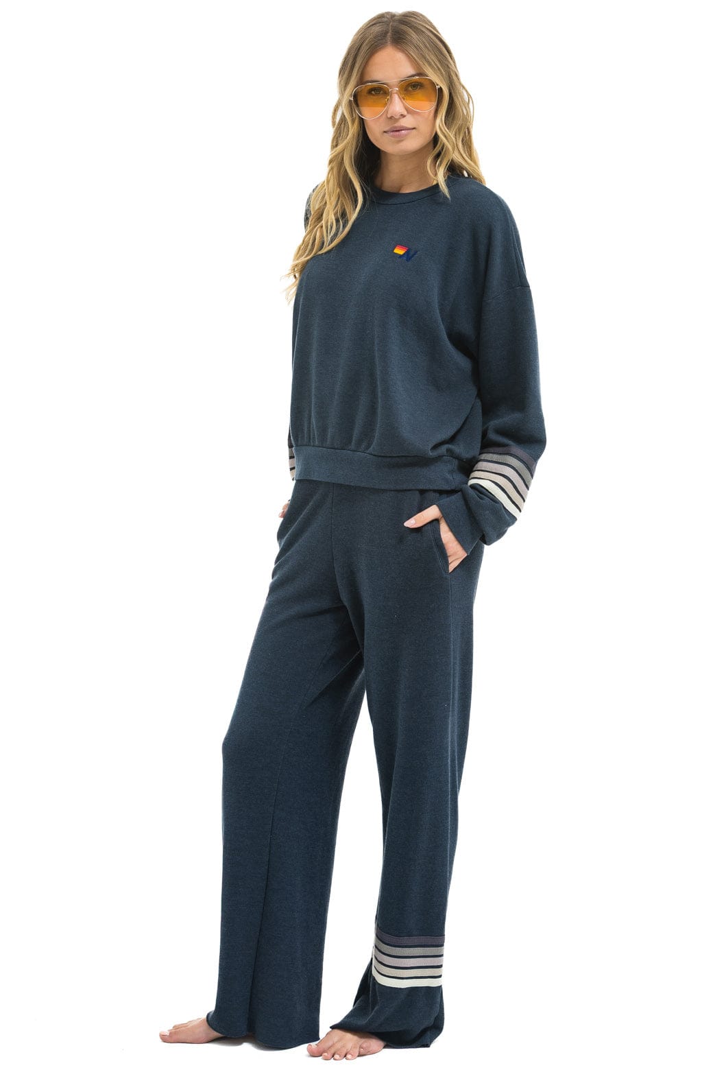 RUGBY STITCH WIDE LEG POCKET SWEATPANTS - CHARCOAL // CHARCOAL - Image 6