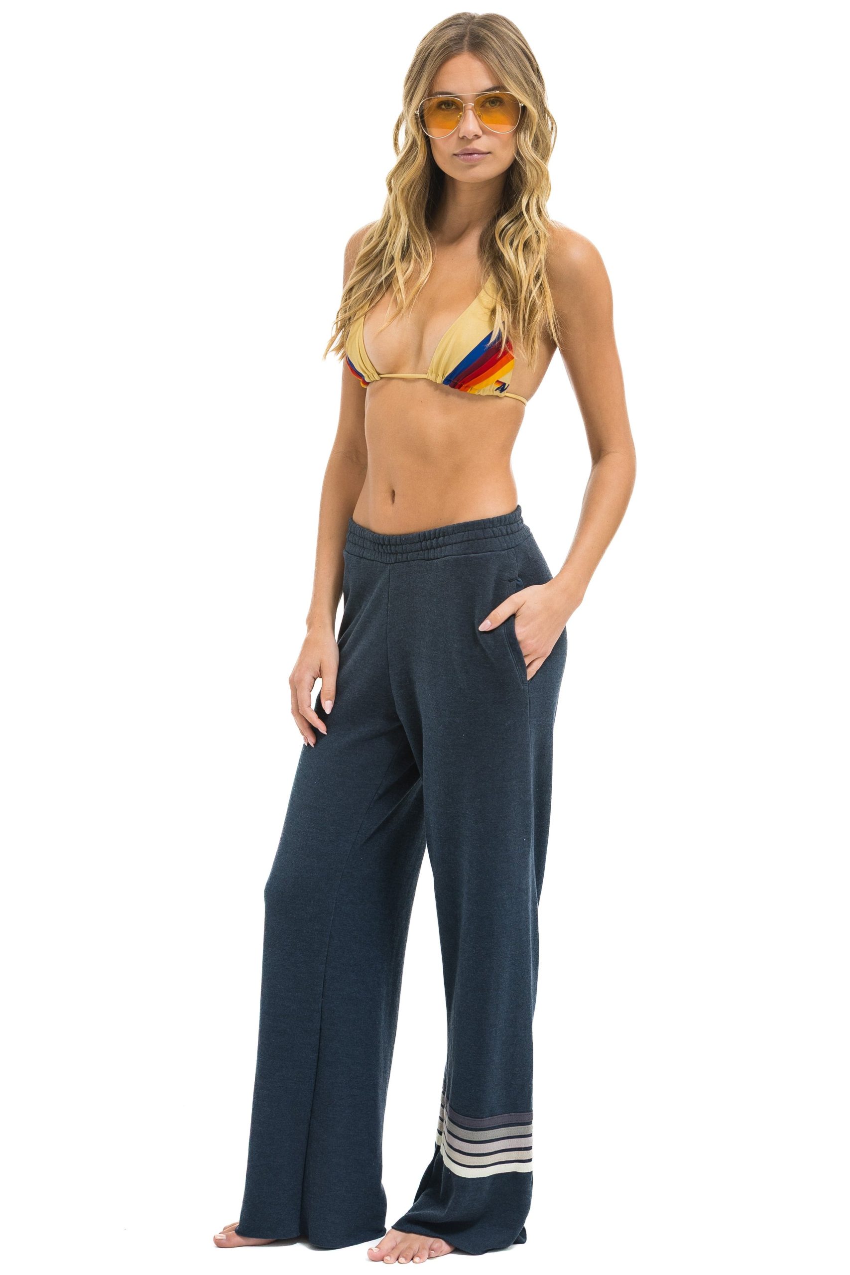 RUGBY STITCH WIDE LEG POCKET SWEATPANTS - CHARCOAL // CHARCOAL - Image 2