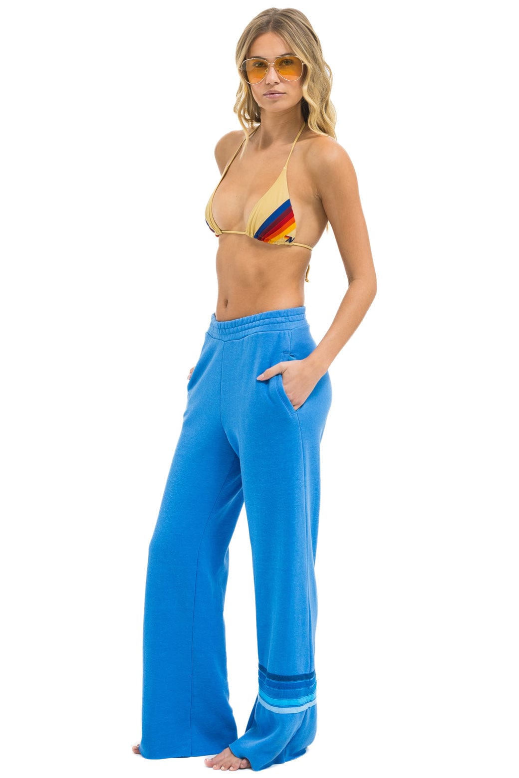 RUGBY STITCH WIDE LEG POCKET SWEATPANTS - COBALT // BLUE - Image 3