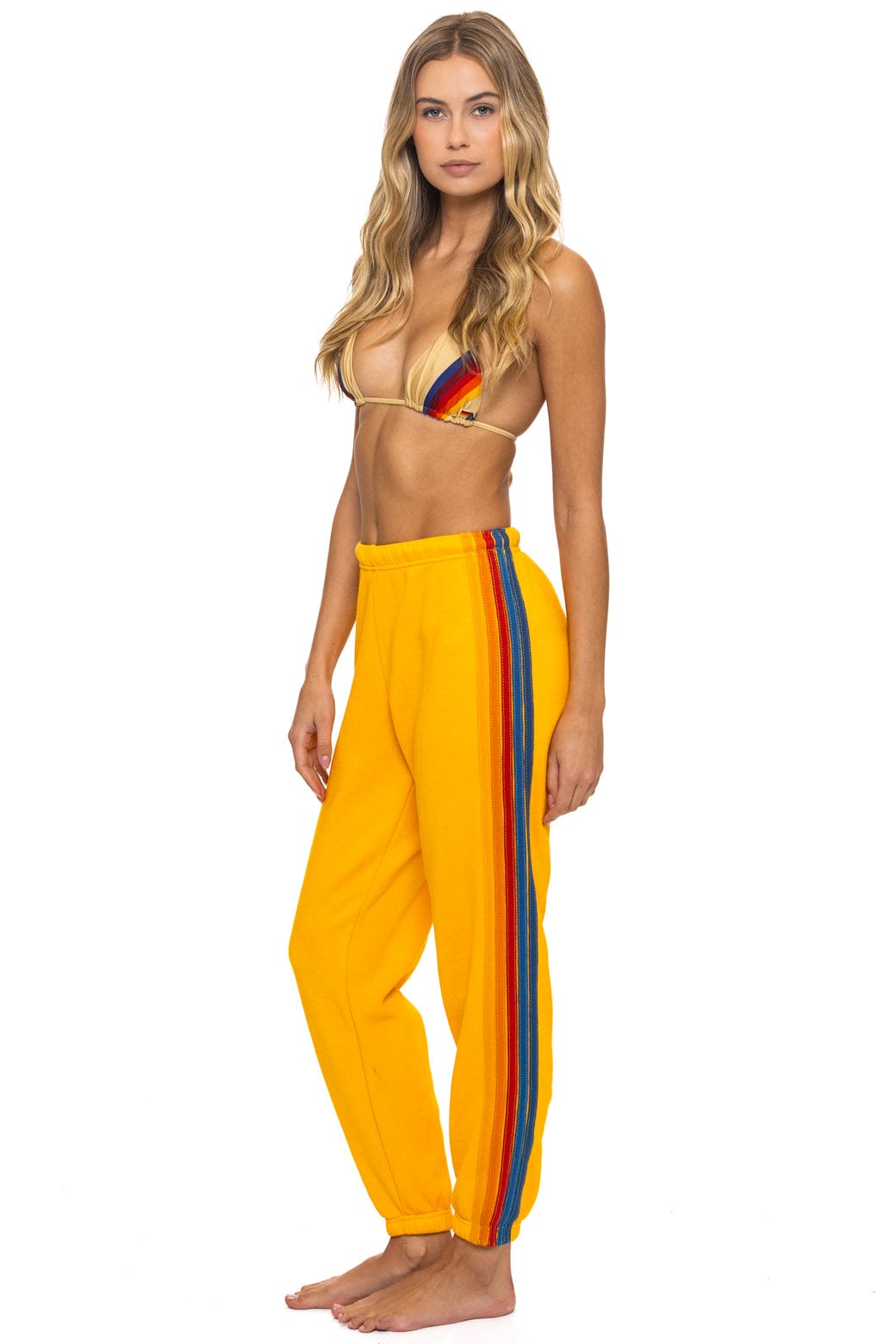 5 STRIPE SWEATPANTS - GOLD