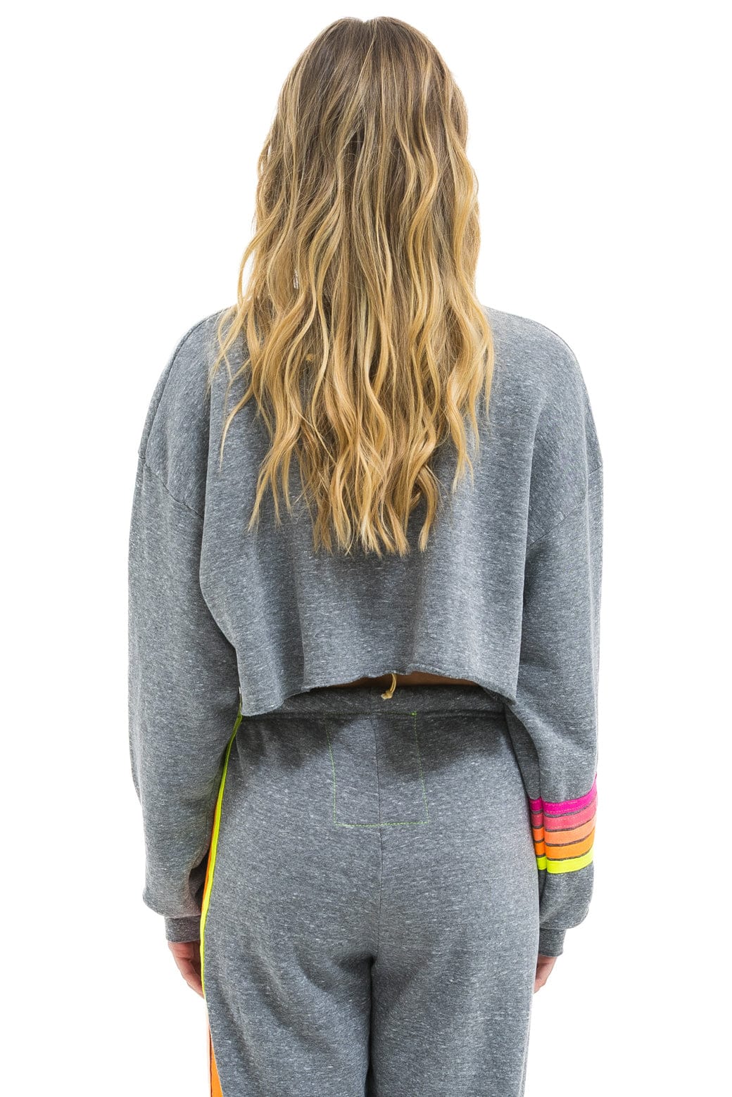 RUGBY STITCH CROPPED CREW SWEATSHIRT RELAXED - HEATHER // NEON - Image 4