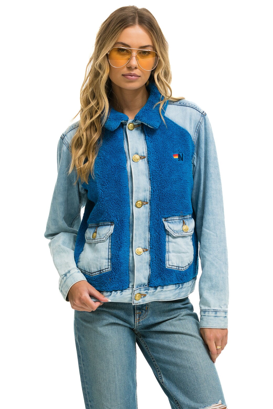 ASPEN SHERPA UNISEX DENIM JACKET - SUPER LIGHT BLUE - Image 3