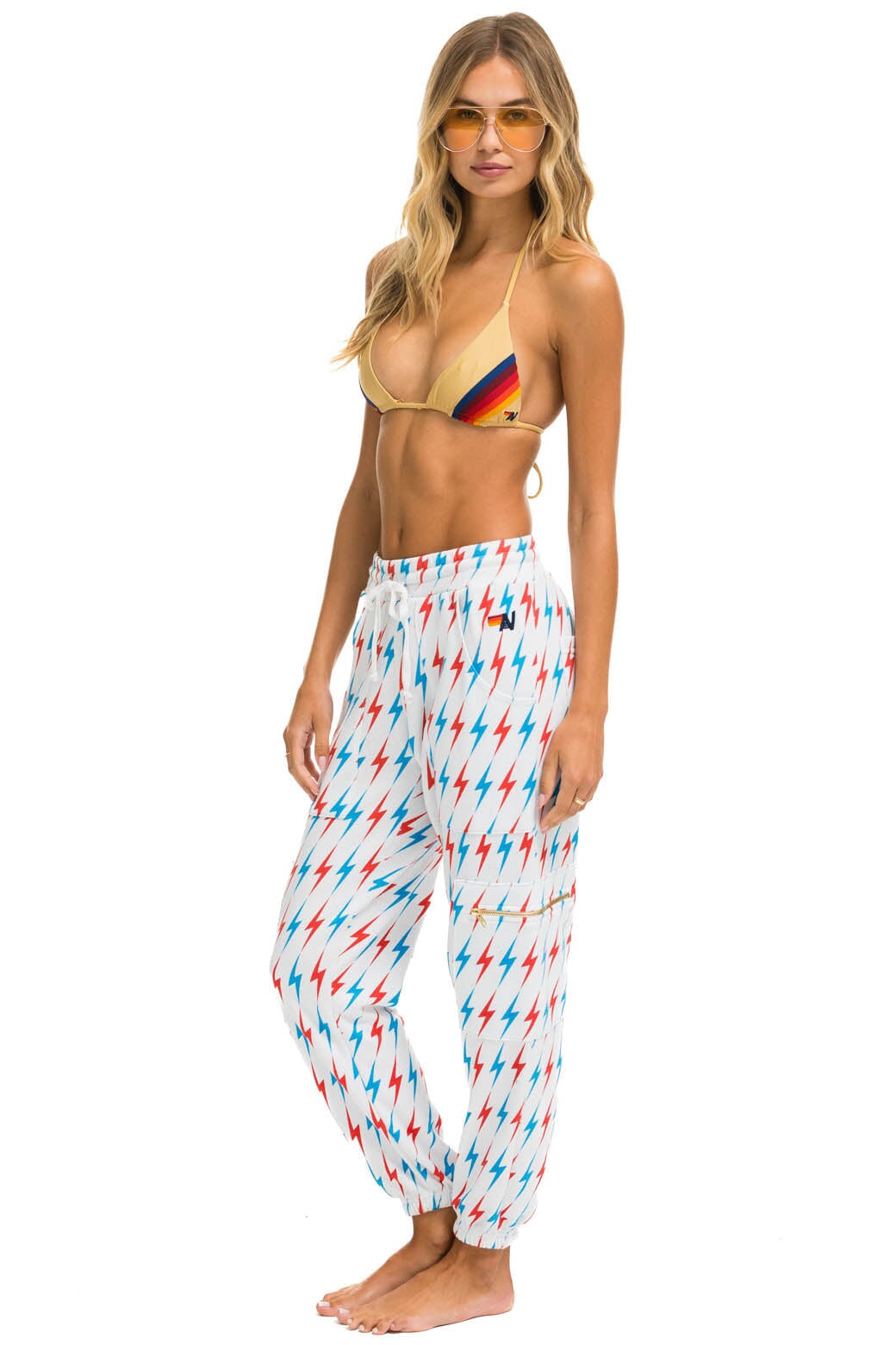 AVIATOR BOLT EMBROIDERY CARGO SWEATPANTS - WHITE // USA - Image 5