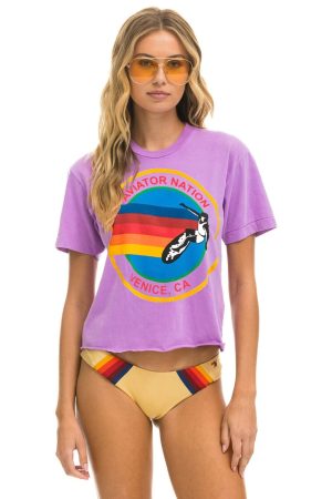 AVIATOR NATION BOYFRIEND TEE - NEON PURPLE