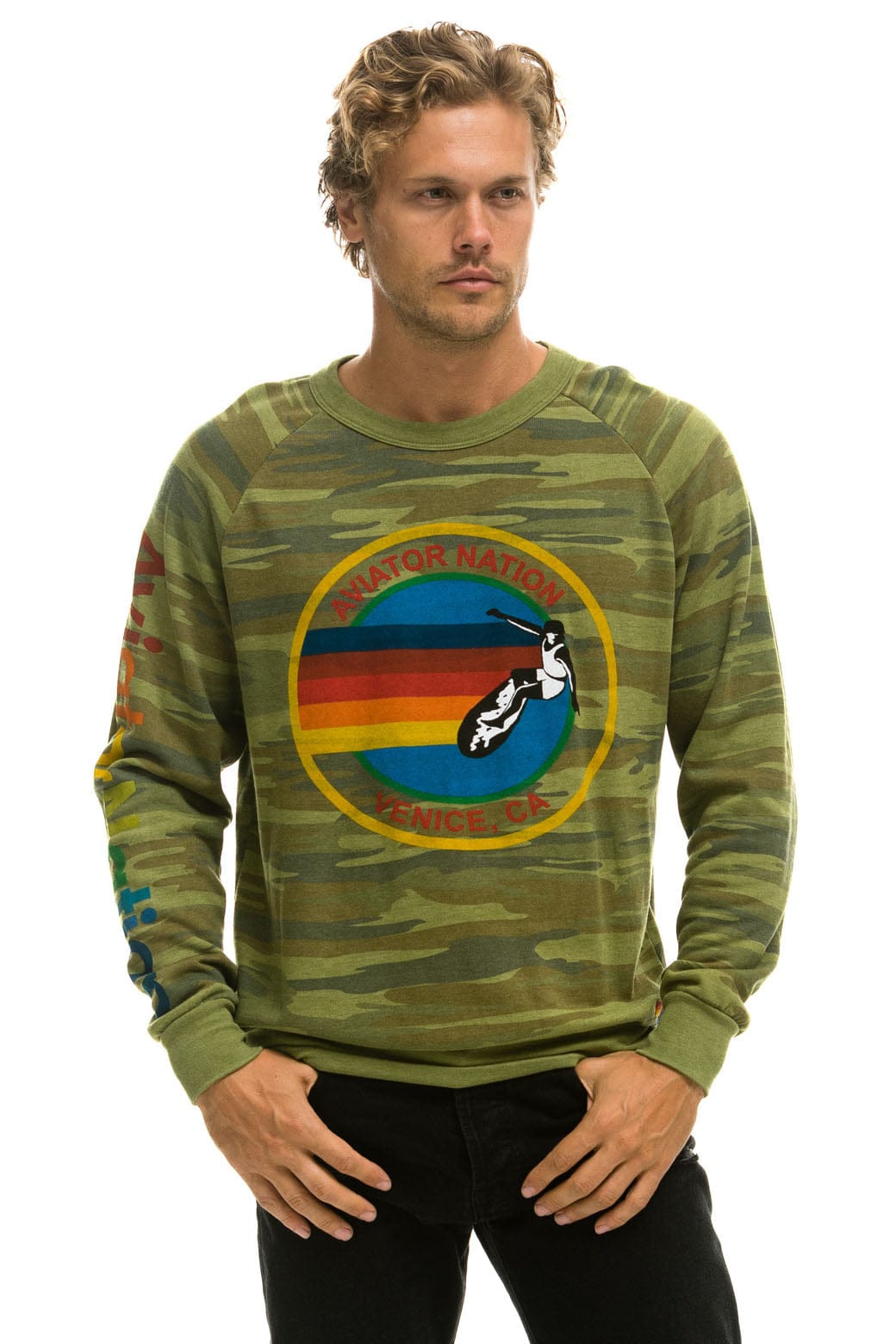 AVIATOR NATION CREW SWEATSHIRT - CAMO - Image 2