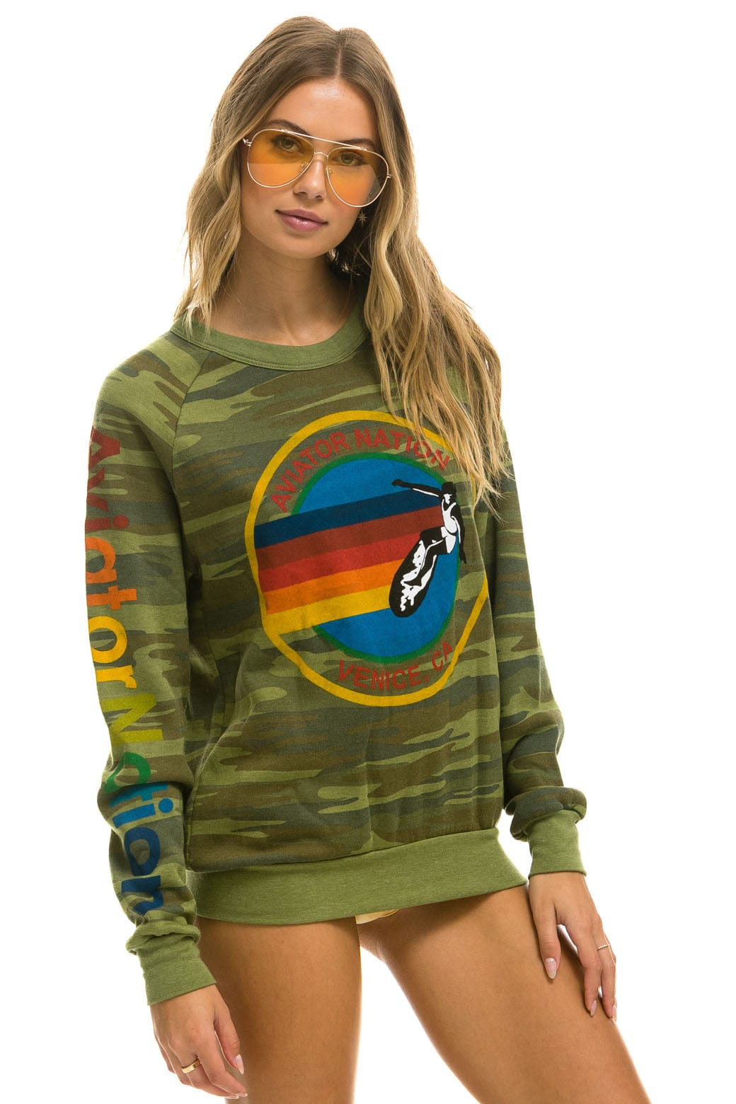 AVIATOR NATION CREW SWEATSHIRT - CAMO - Image 3