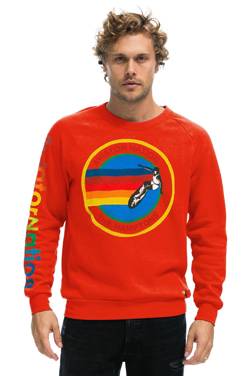 AVIATOR NATION HAMPTONS CREW SWEATSHIRT - RED - Image 2
