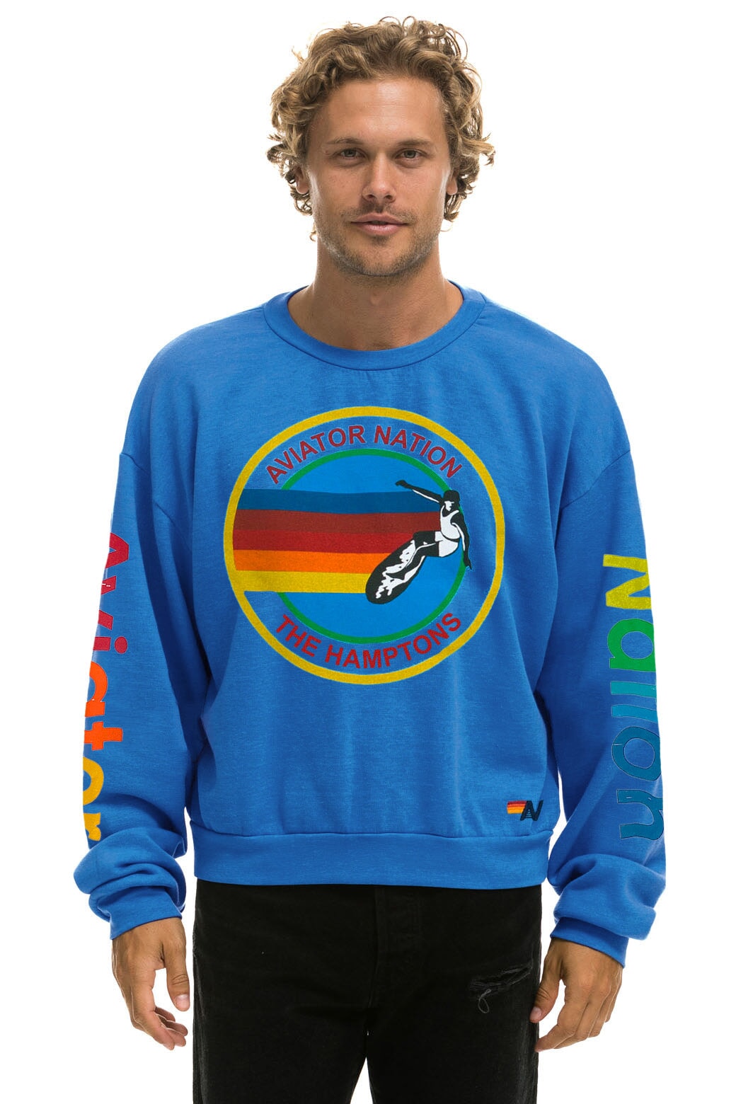 AVIATOR NATION HAMPTONS RELAXED CREW SWEATSHIRT - OCEAN - Image 2