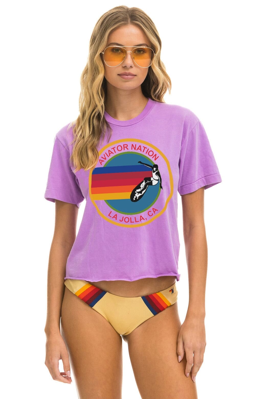 AVIATOR NATION LA JOLLA BOYFRIEND TEE - NEON PURPLE