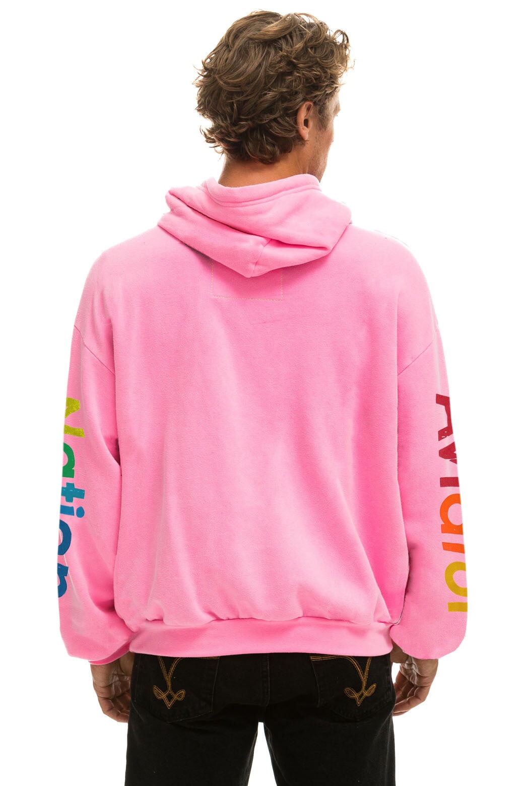 AVIATOR NATION RELAXED PULLOVER HOODIE - NEON PINK - Image 4